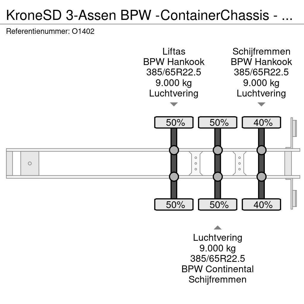 Krone SD 3-Assen BPW -ContainerChassis - Achterschuiver Semi Reboques Porta Contentores