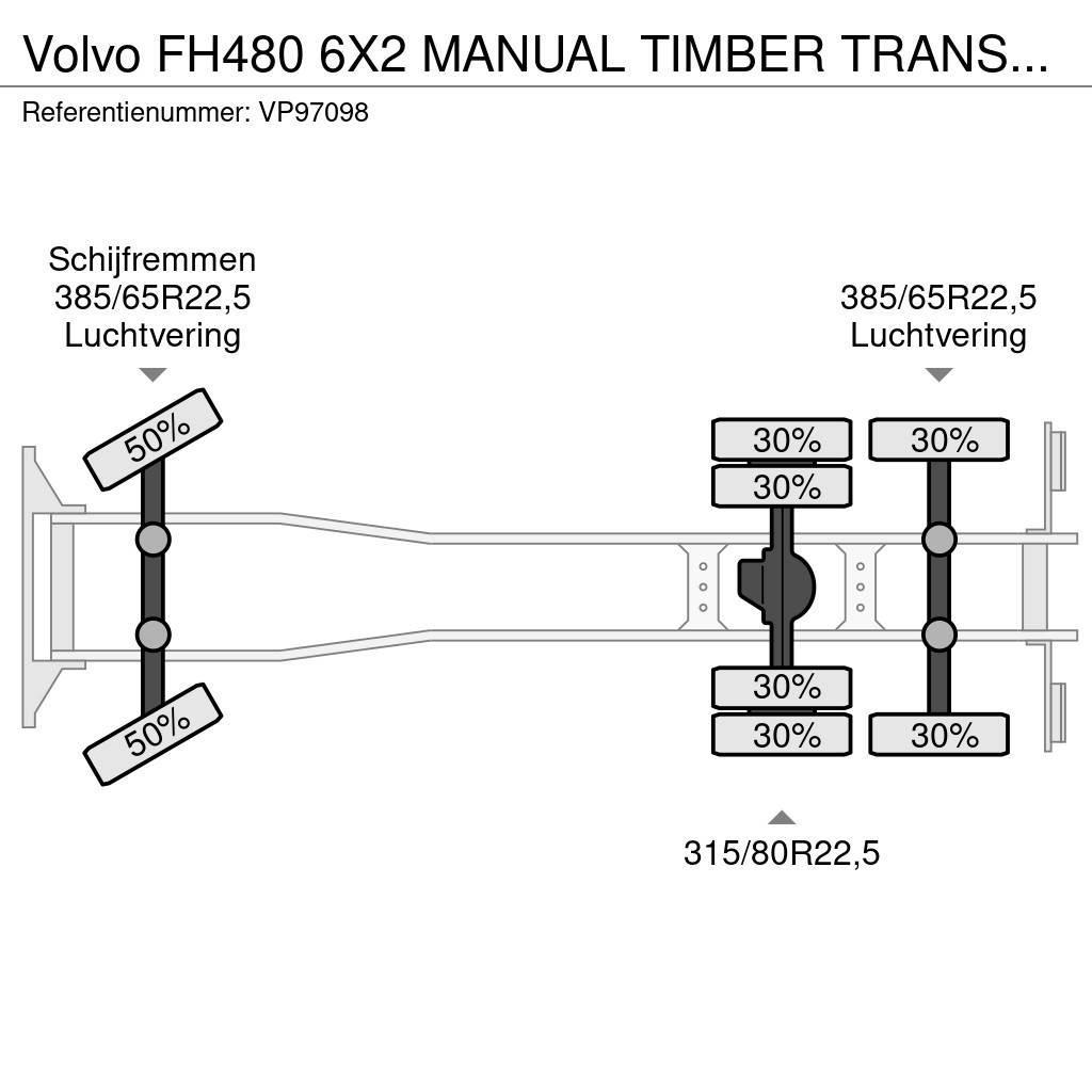 Volvo FH480 6X2 MANUAL TIMBER TRANSPORT COMBI WITH TRAIL Gruas Todo terreno