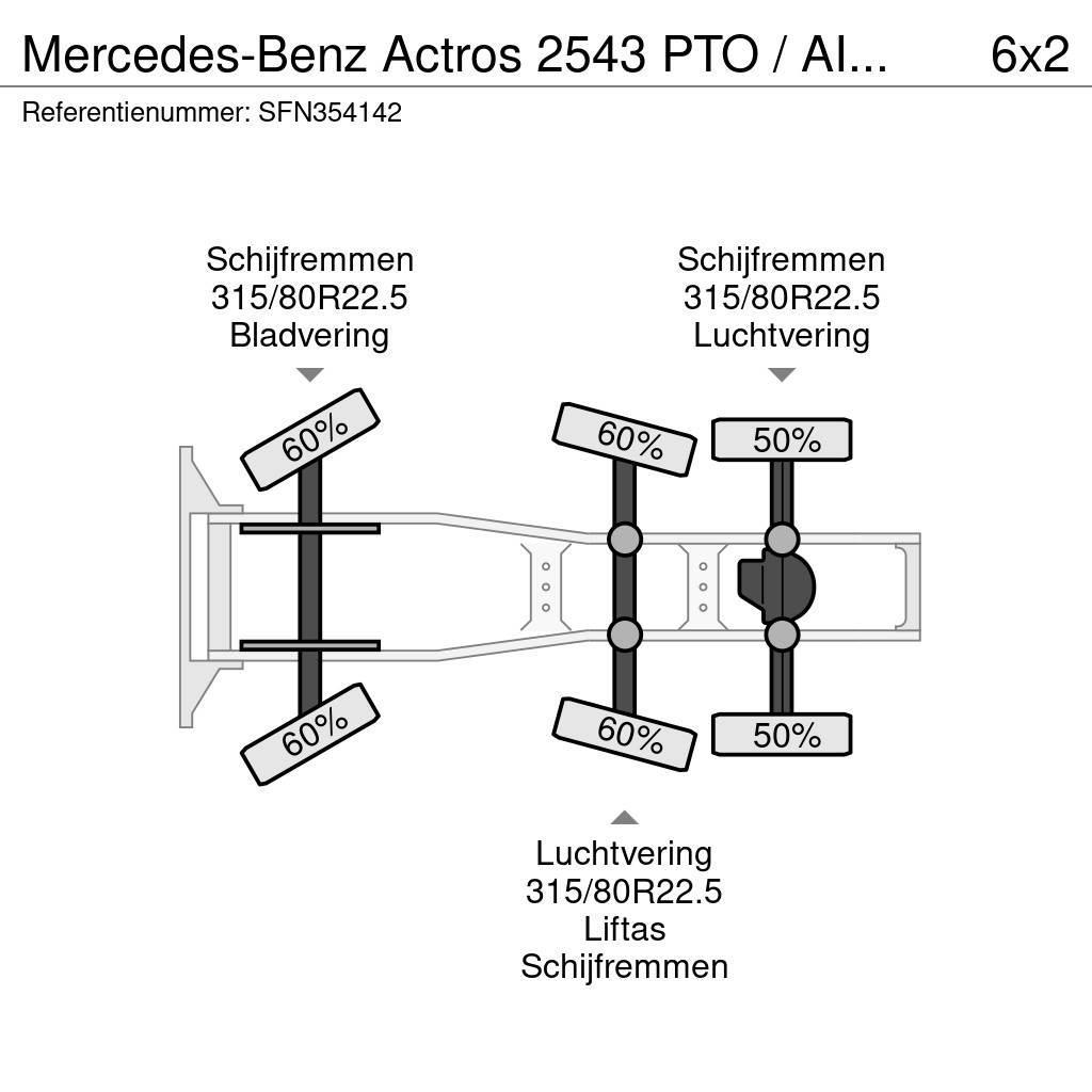 Mercedes-Benz Actros 2543 PTO / AIRCO / LIFTAS + STUURAS Cavalos Mecânicos