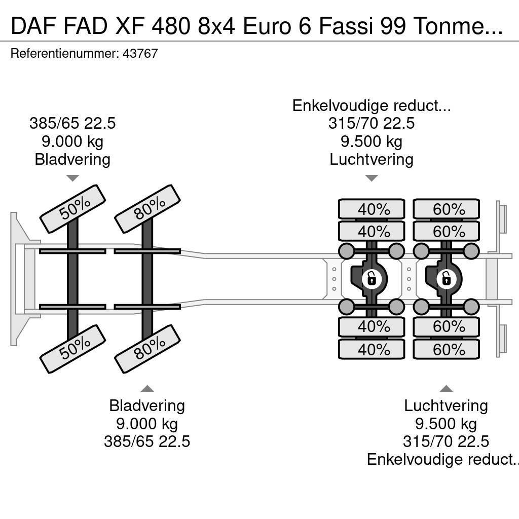 DAF FAD XF 480 8x4 Euro 6 Fassi 99 Tonmeter laadkraan All terrain cranes