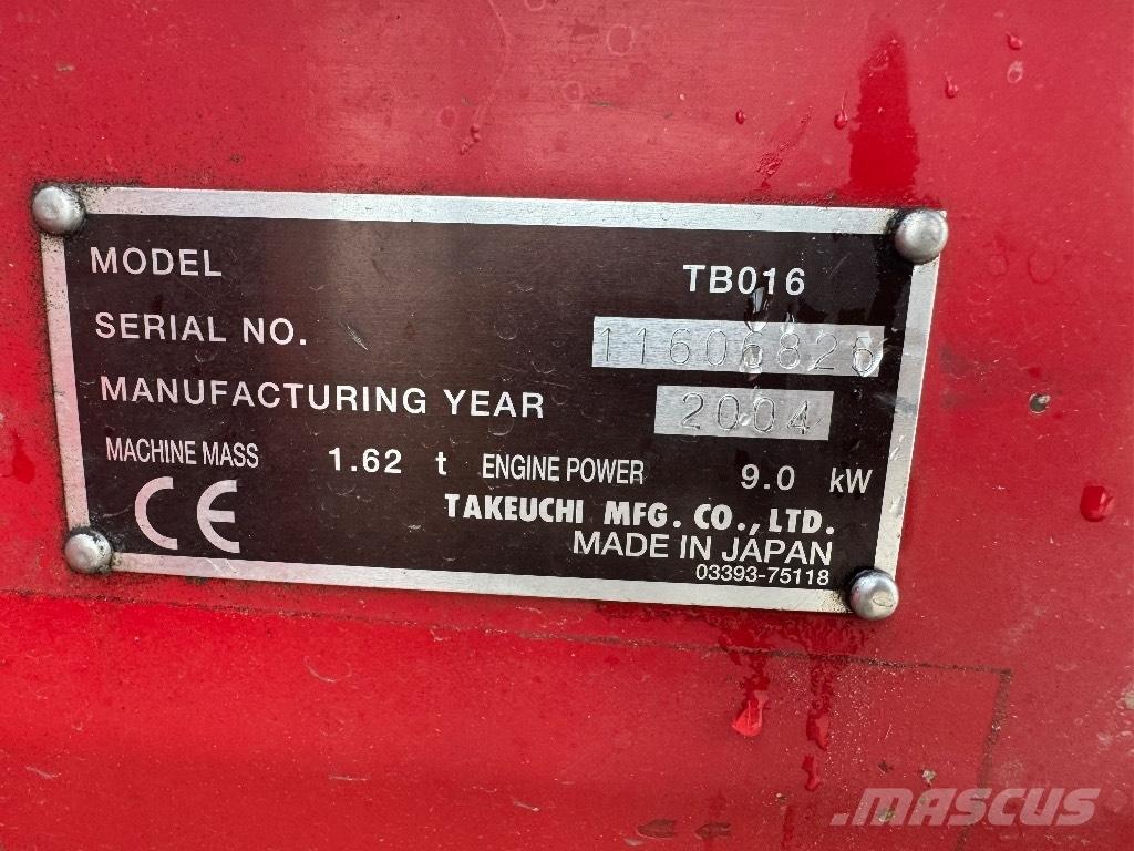 Takeuchi TB 016 Miniescavadeiras