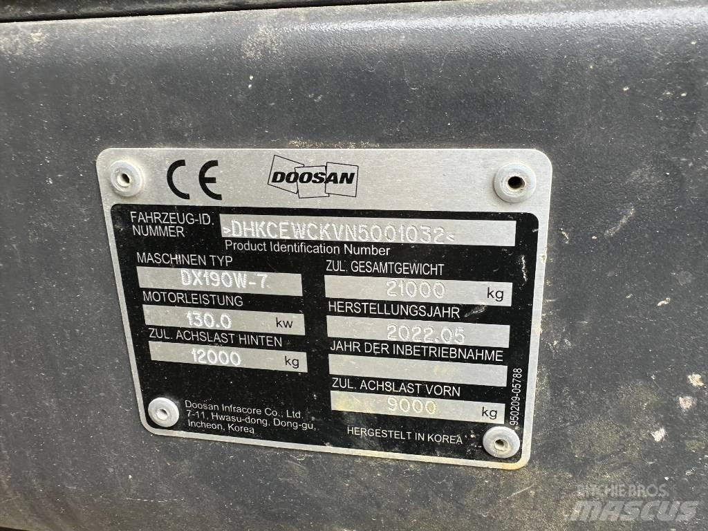 Doosan DX 190 W-7 Escavadoras de rodas
