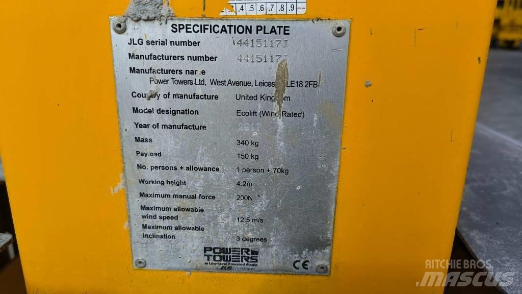 JLG Ecolift Plataformas mastro vertical propulsão manual