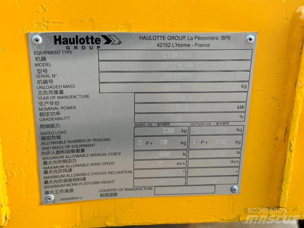 Haulotte OPTIMUM 8 Elevadores de tesoura
