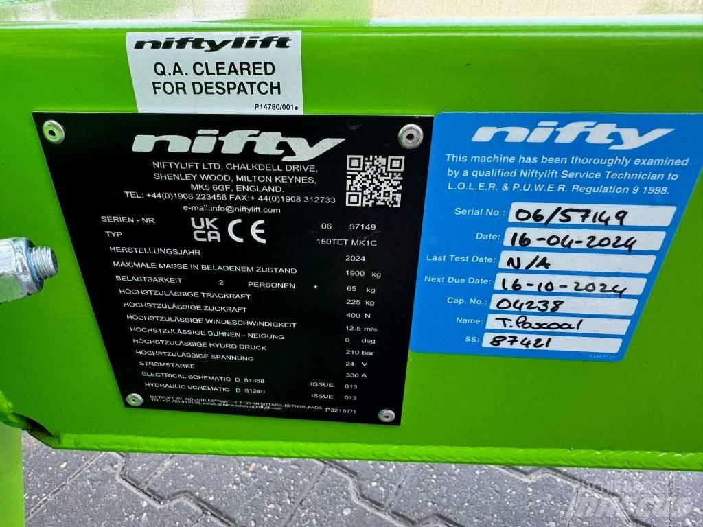 Niftylift 150 TET Plataformas aéreas montadas em atrelados