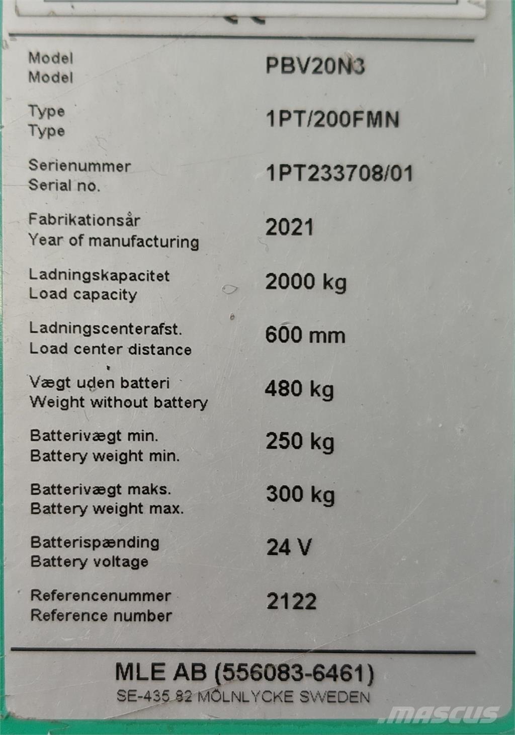 Mitsubishi PBV20N3 Camiőes de caixa aberta