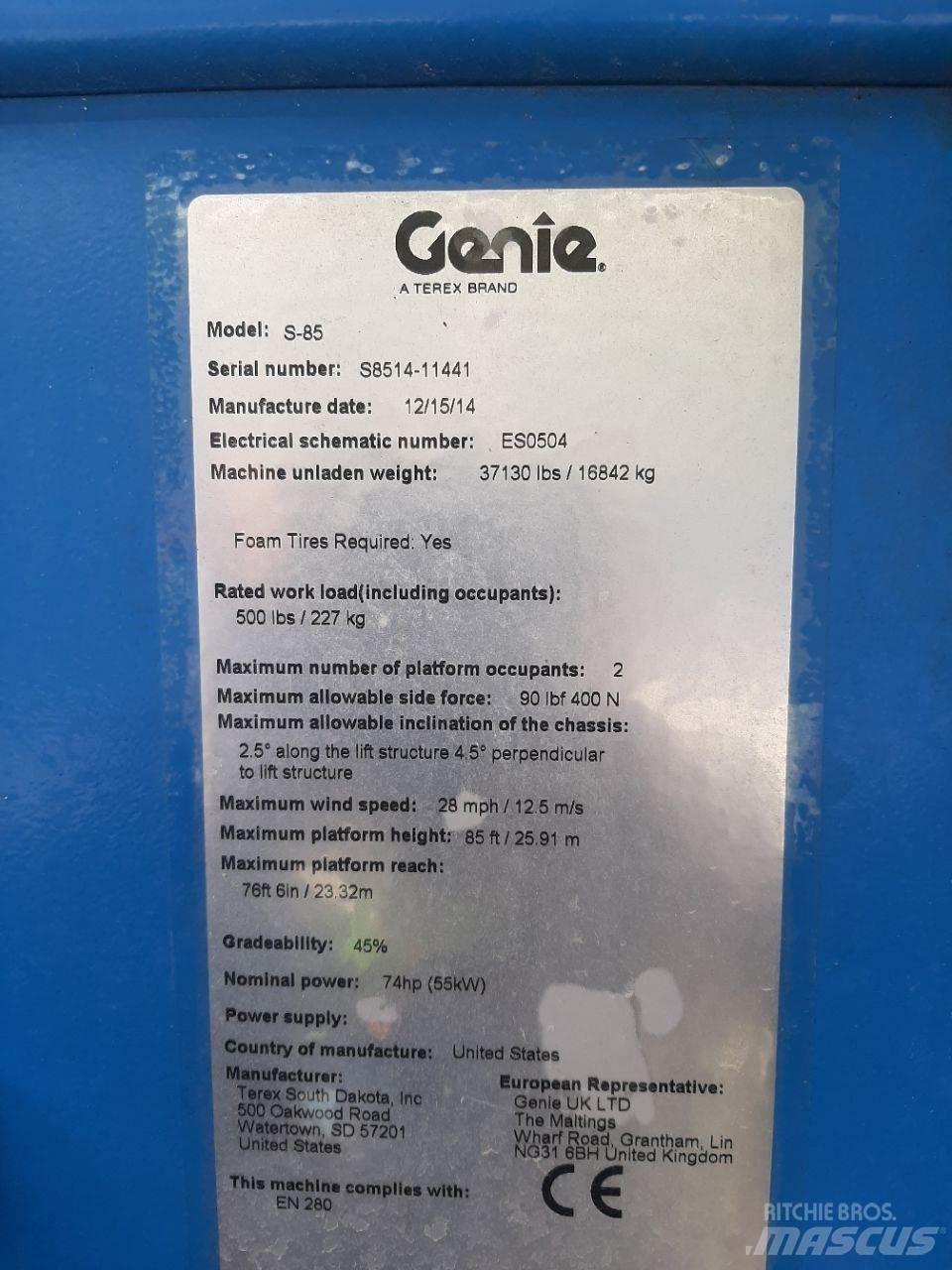 Genie S85 Elevadores braços Telescópicos