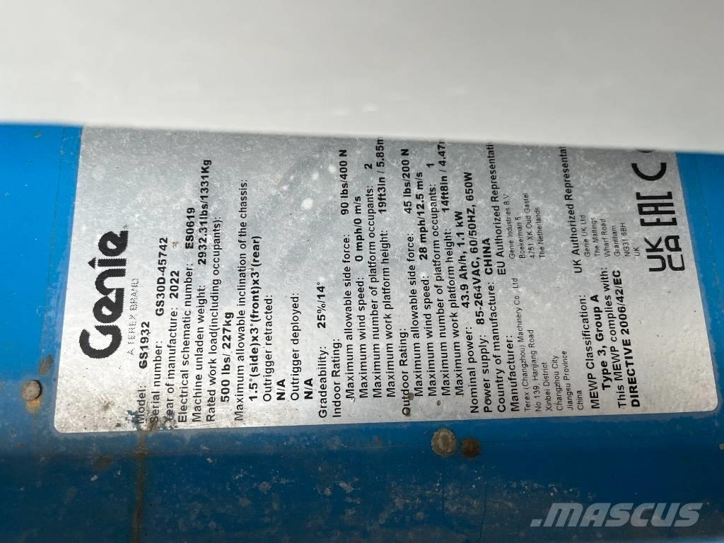 Genie GS 1932E-Drive Elevadores de tesoura