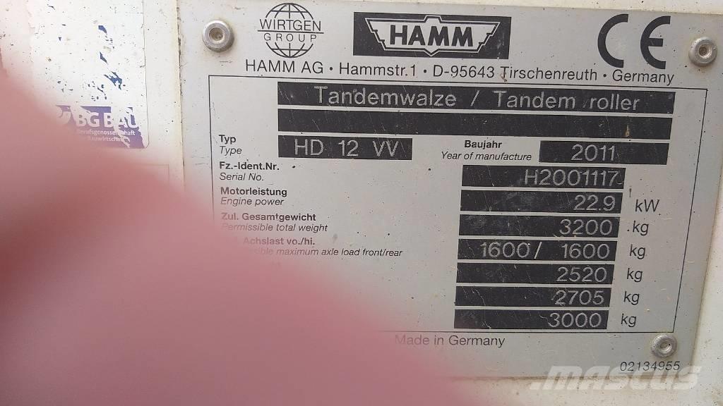 Hamm HD 12 VV Cilindros Compactadores tandem