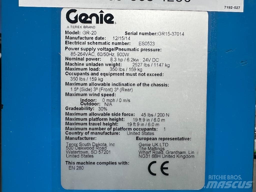 Genie GR 20 Plataformas de Mastro Vertical