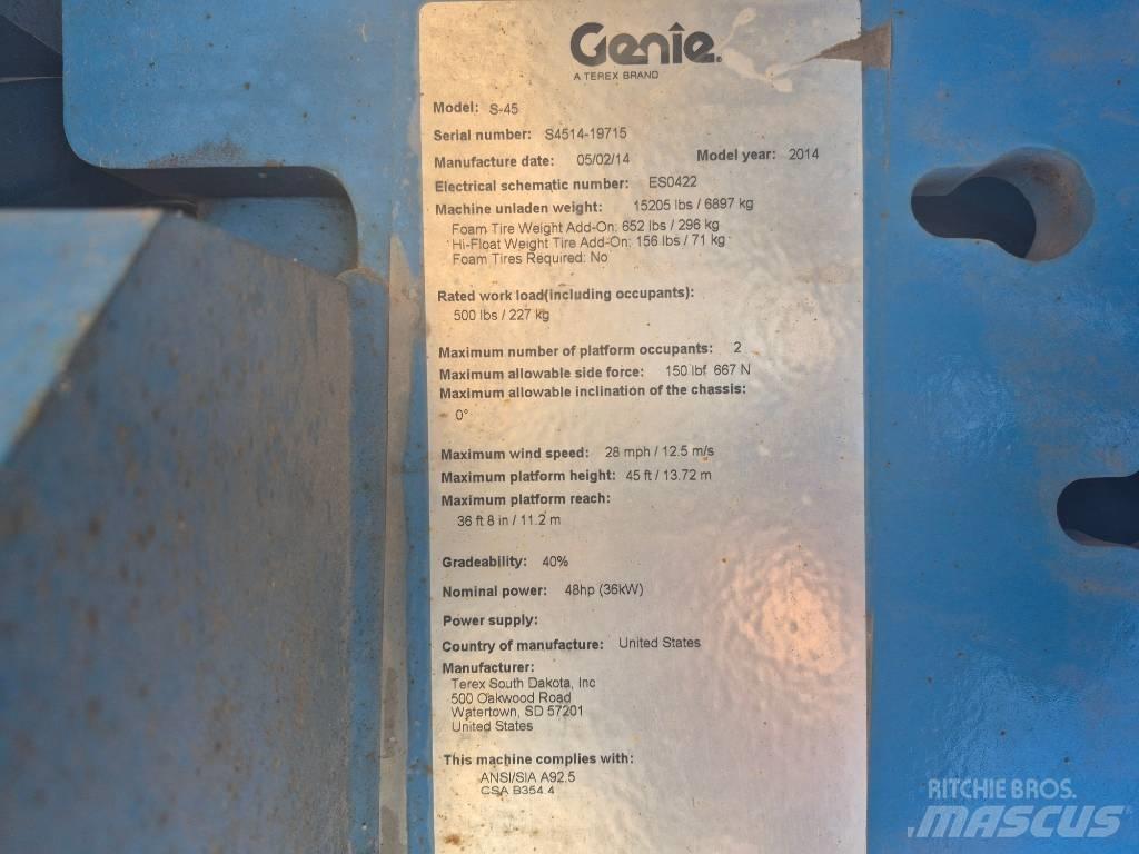Genie S 45 Elevadores braços Telescópicos