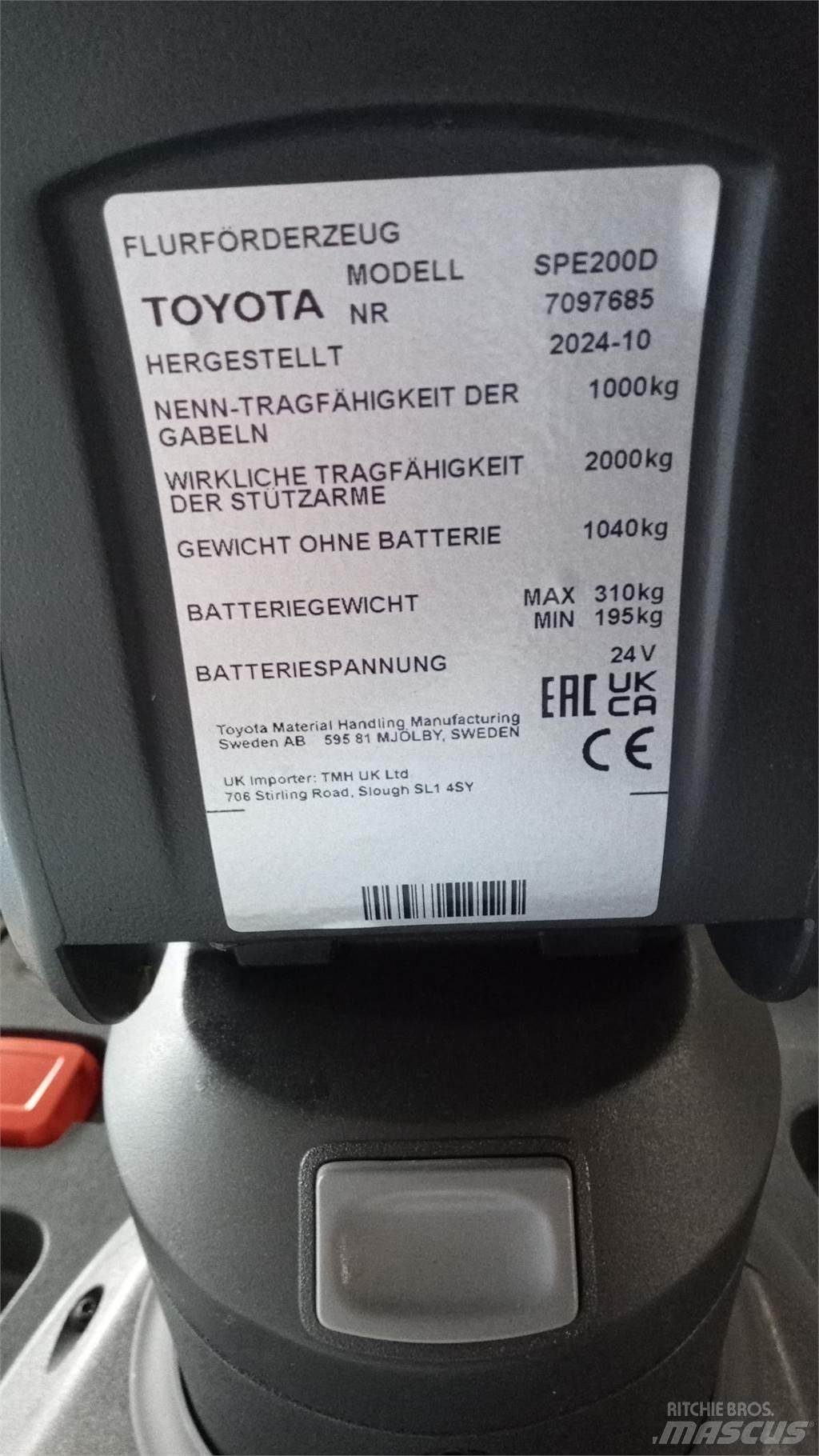 Toyota BT SPE200D Empilhador para operador externo