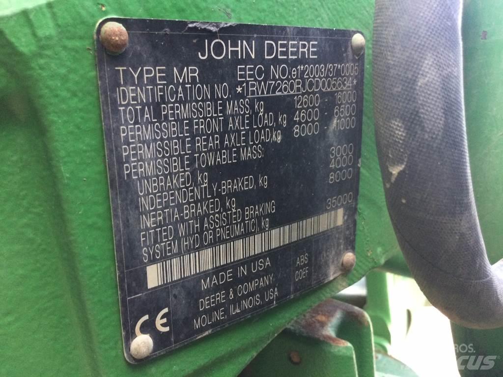 John Deere 7260R Tratores Agrícolas usados