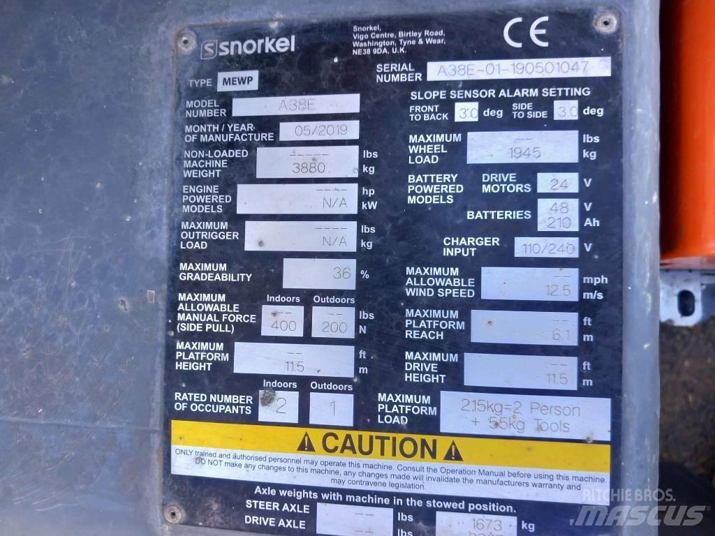 Snorkel A 38 E Elevadores braços articulados