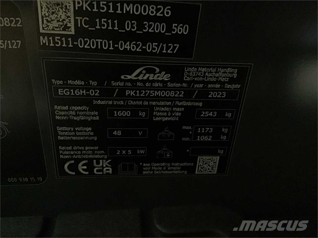Linde EG16H Empilhadores eléctricos
