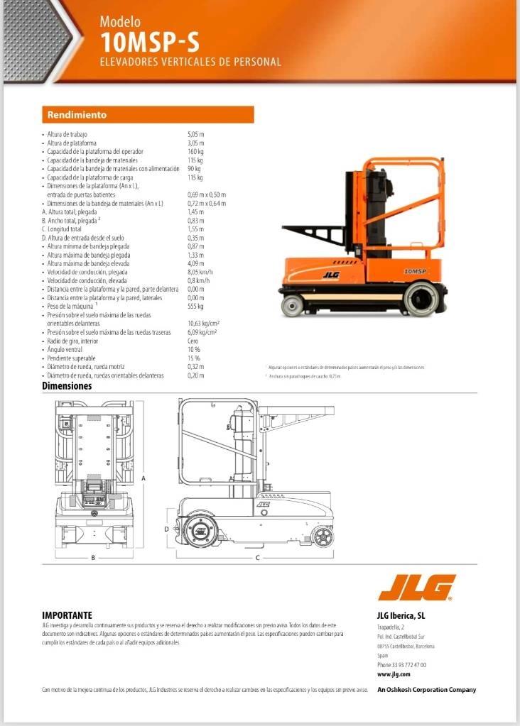 JLG 10 MSP Plataformas de Mastro Vertical