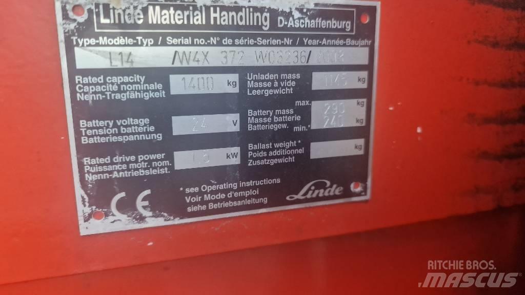 Linde L14APi-372 Porta-paletes com plataforma