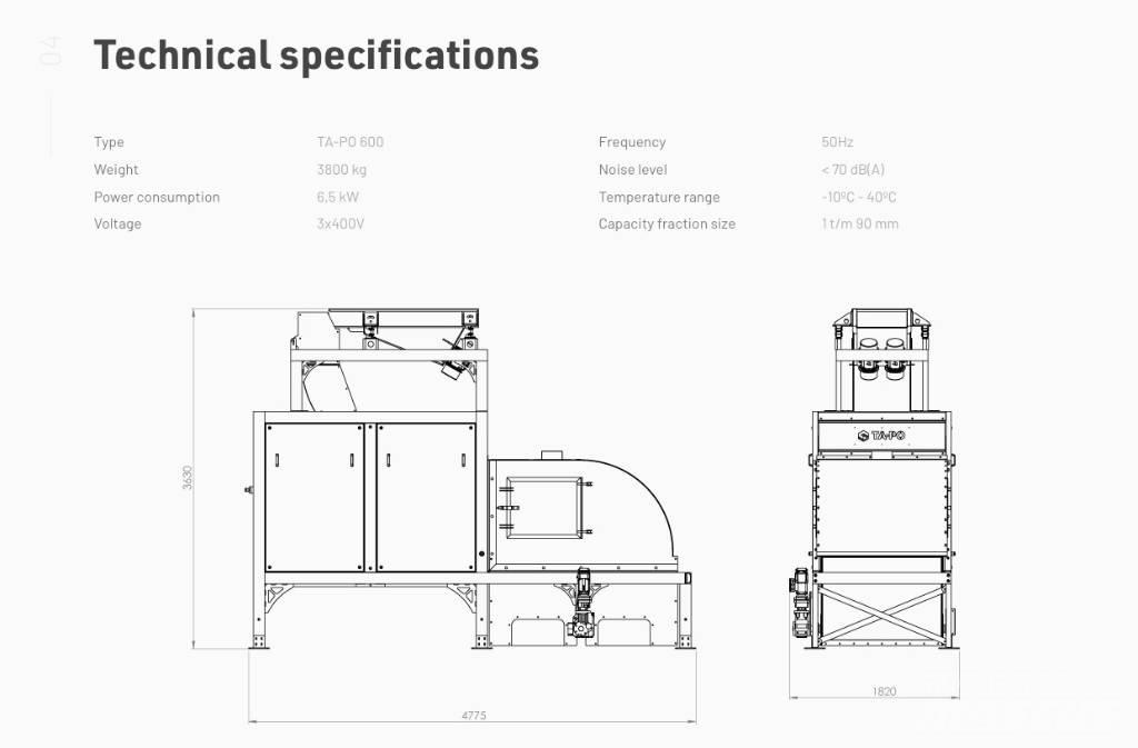  TA-PO 600 Equipamento de triagem