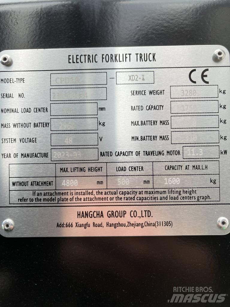 Hangcha CPD18-XD2-I Empilhadores eléctricos