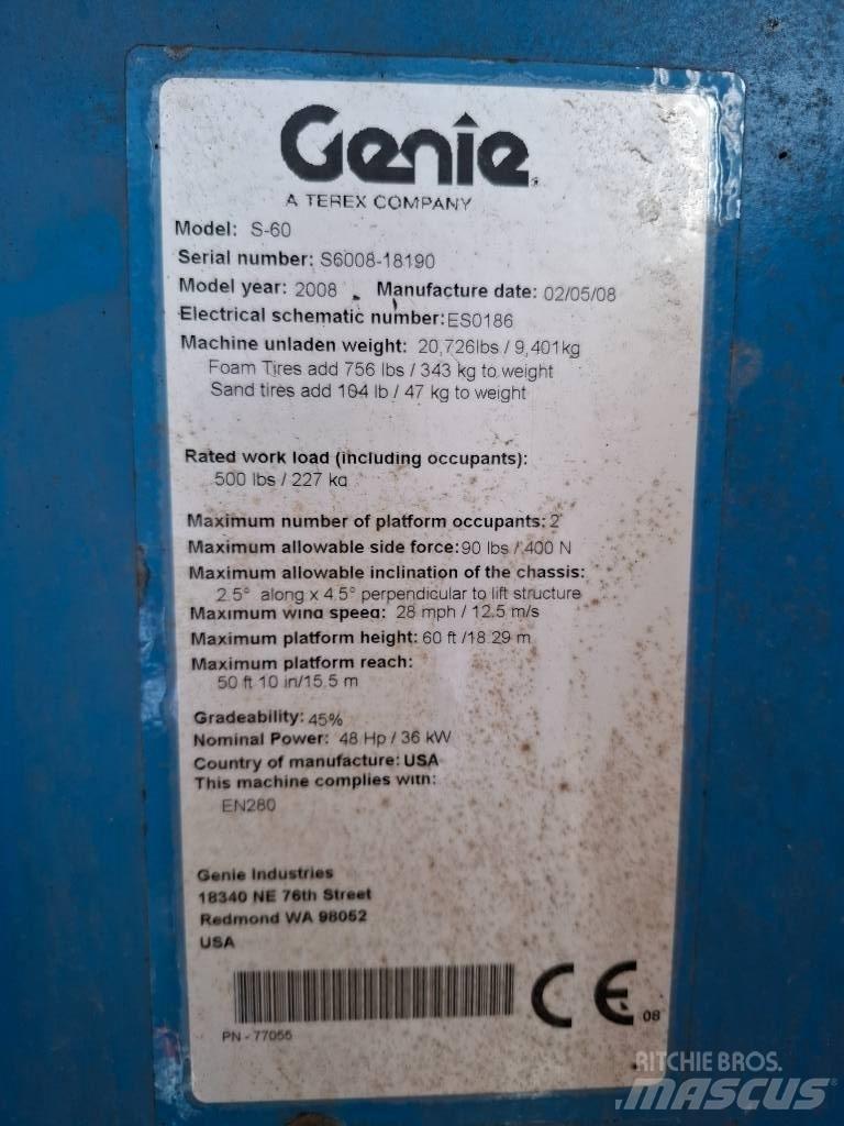 Genie S 60 Elevadores braços Telescópicos