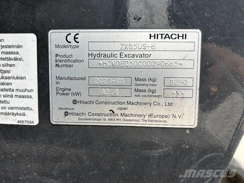 Hitachi ZX85U-6 Escavadoras Midi 7t - 12t