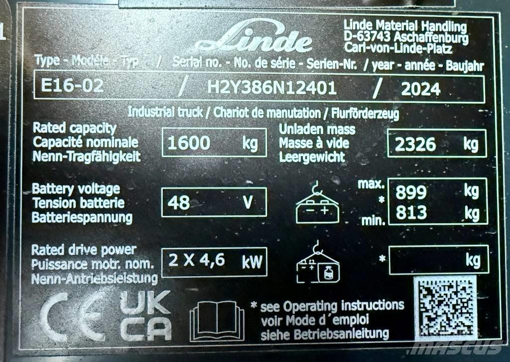 Linde E16/386-02 Empilhadores eléctricos