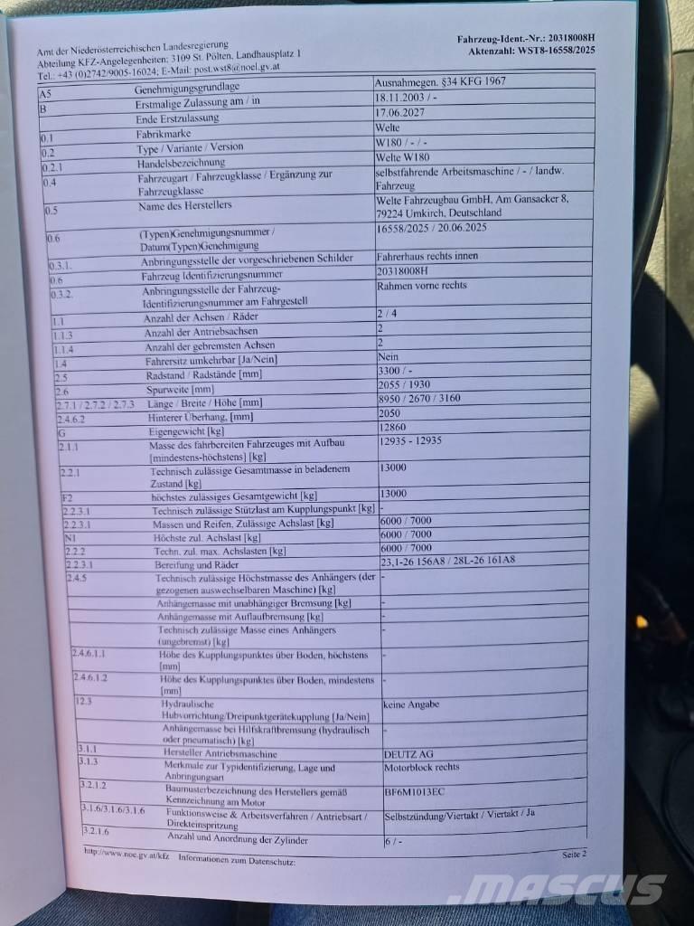 Welte W 180 Rechegadores