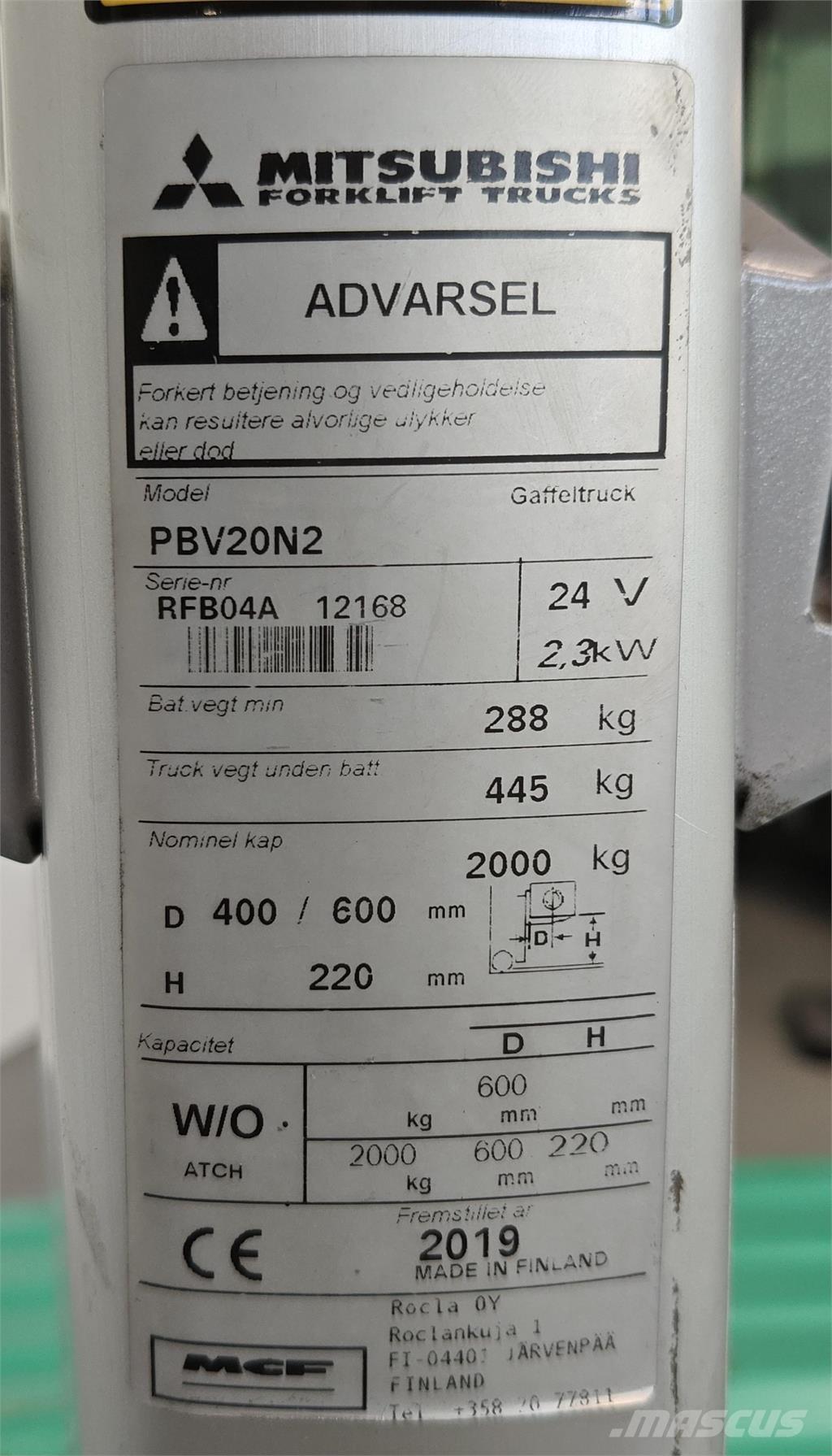 Mitsubishi PBV20N2 Camiőes de caixa aberta