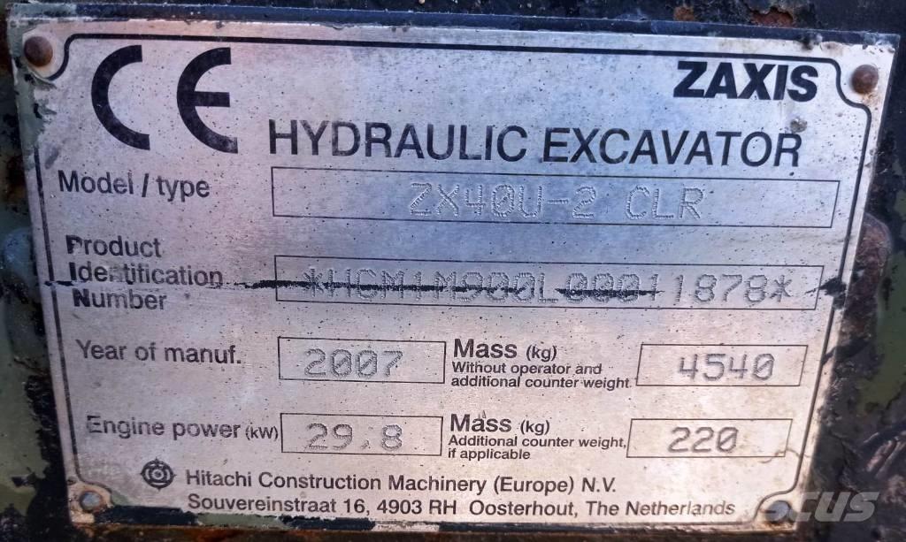 Hitachi ZX 40 U-2 Miniescavadeiras