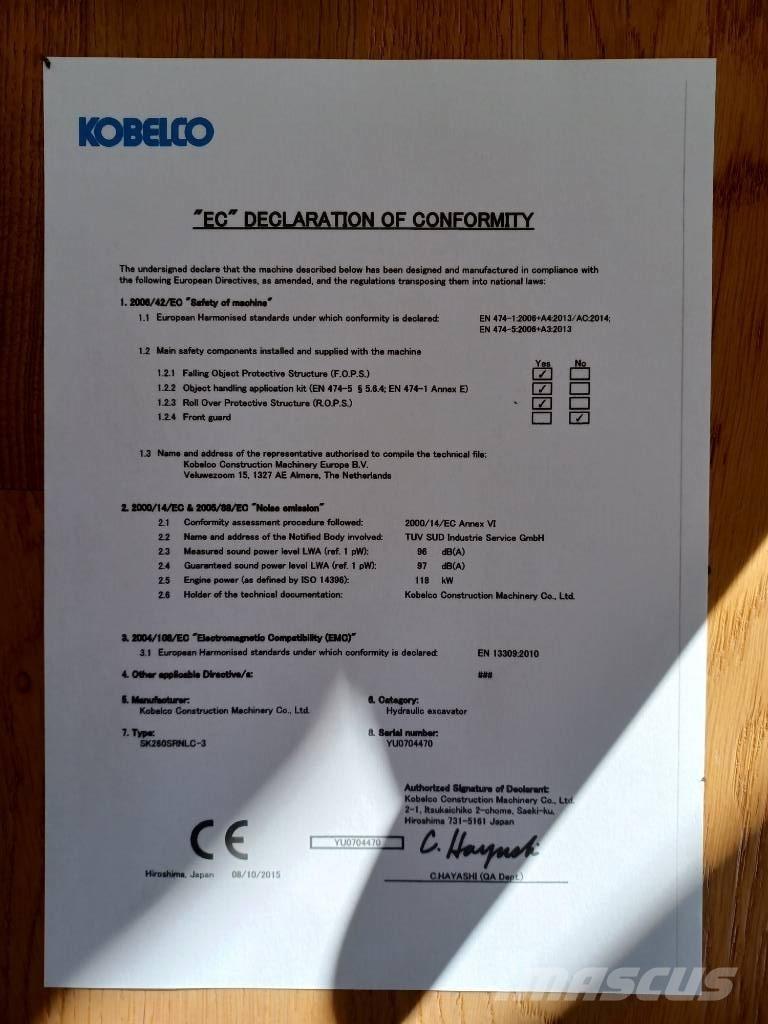 Kobelco SK 260 SR LC Escavadeiras de esteiras