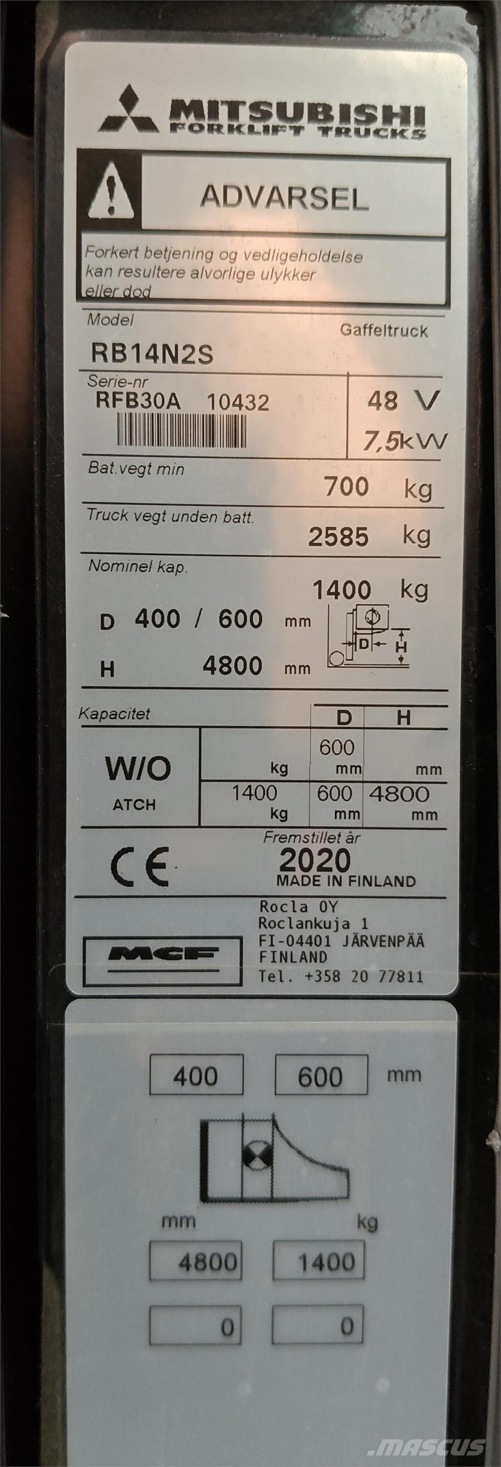 Mitsubishi RB14N2S Empilhadores Elevadores