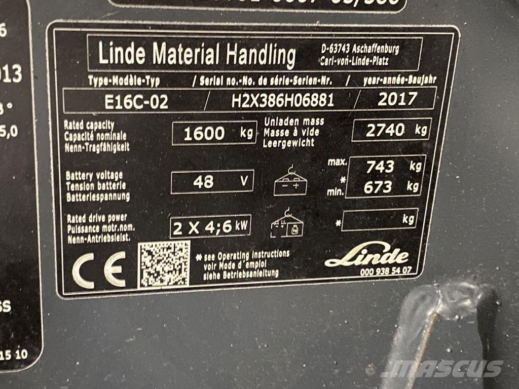 Linde E16C-02 Empilhadores eléctricos