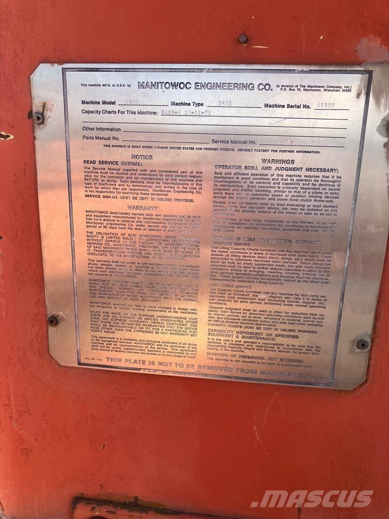 Manitowoc 4600 Escavadoras reboque
