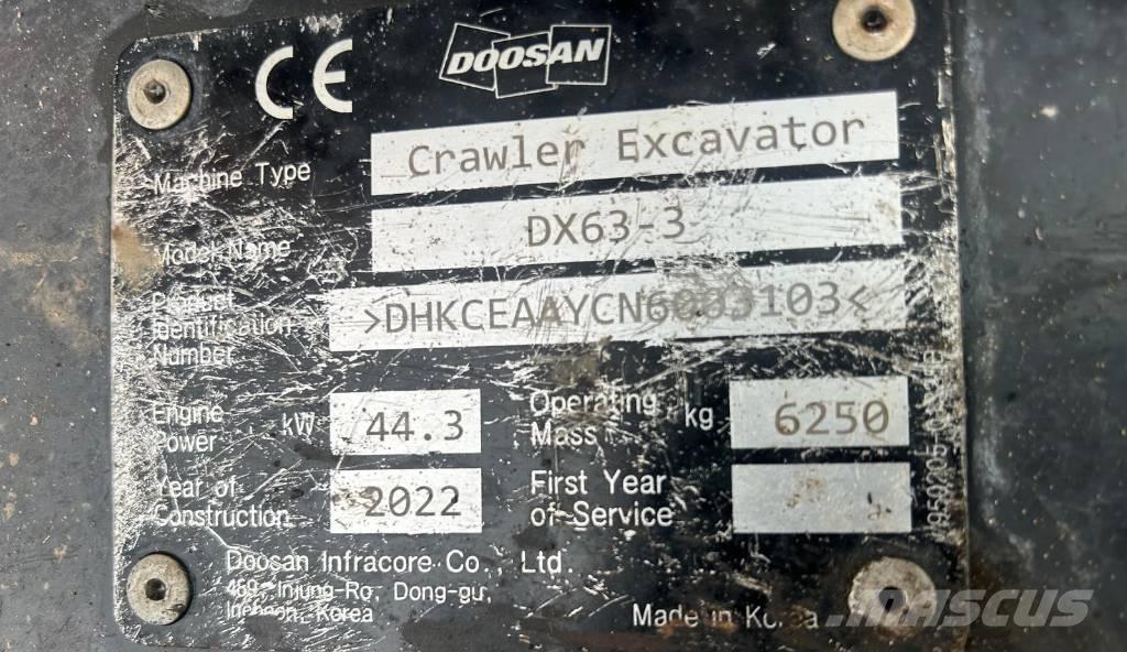 Doosan DX 63-3 Escavadeiras de esteiras