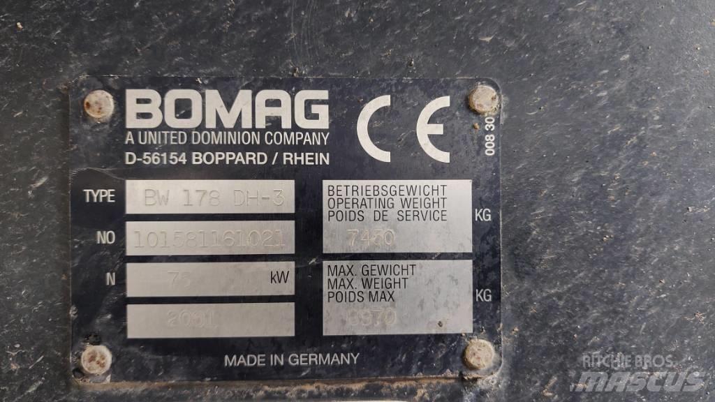 Bomag BW 178 D H-3 Cilindros Compactadores tandem