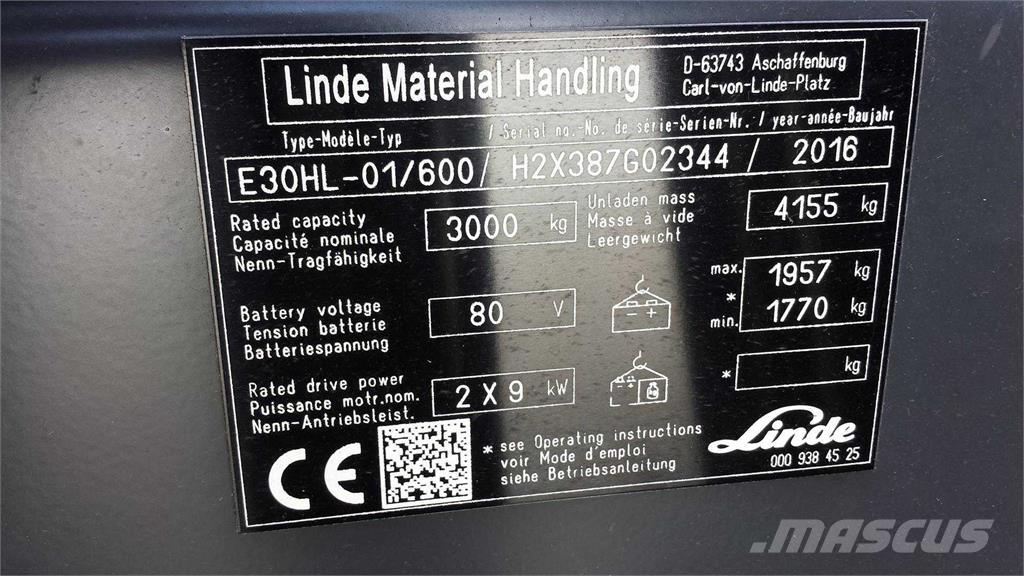 Linde E30/600HL Empilhadores eléctricos
