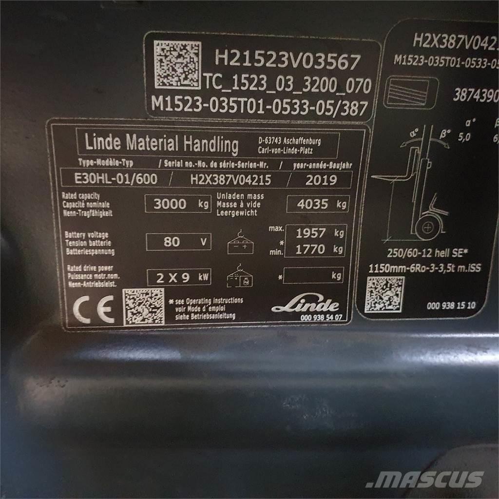 Linde E30/600HL Empilhadores eléctricos