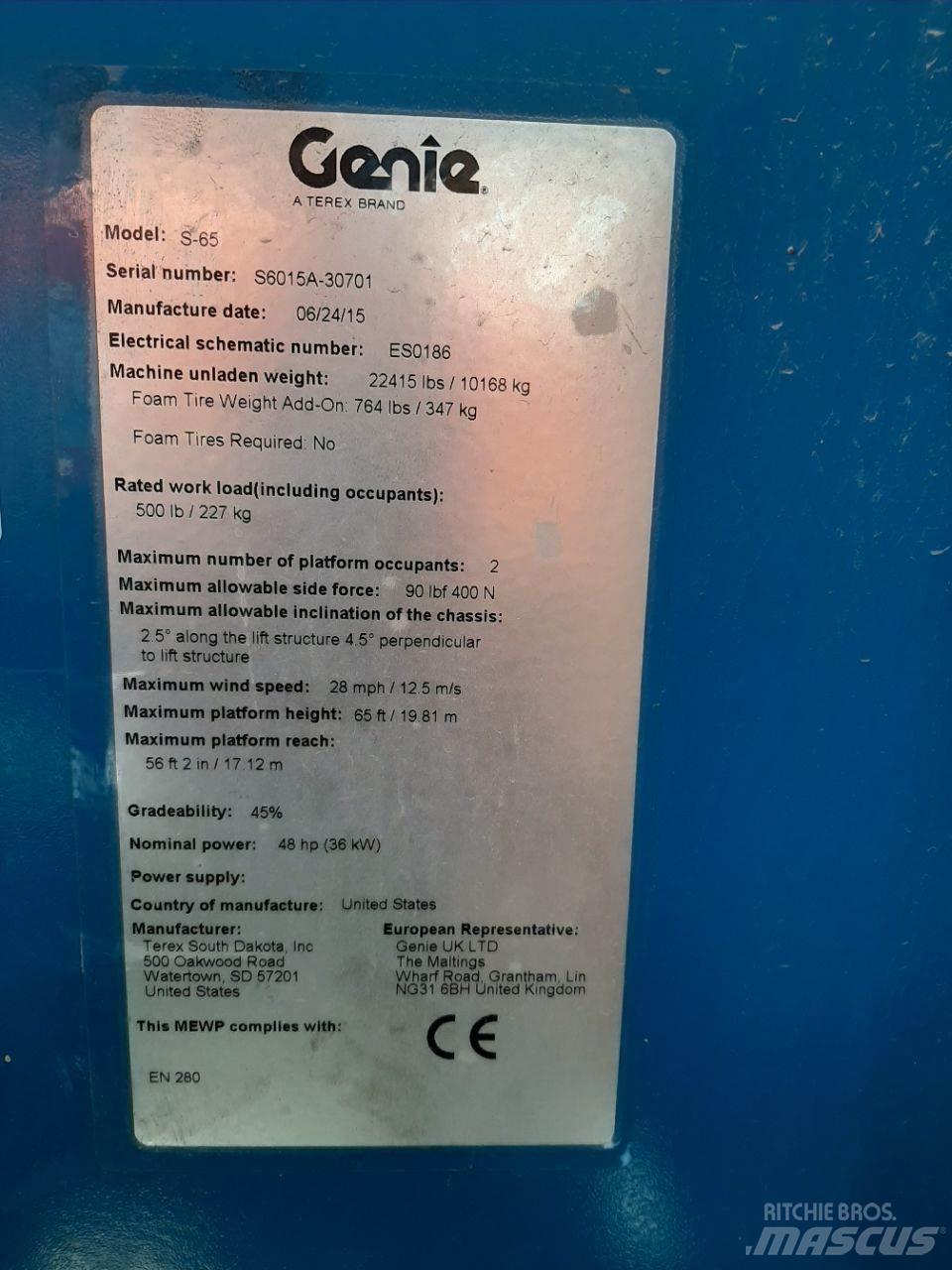 Genie S65 Elevadores braços Telescópicos