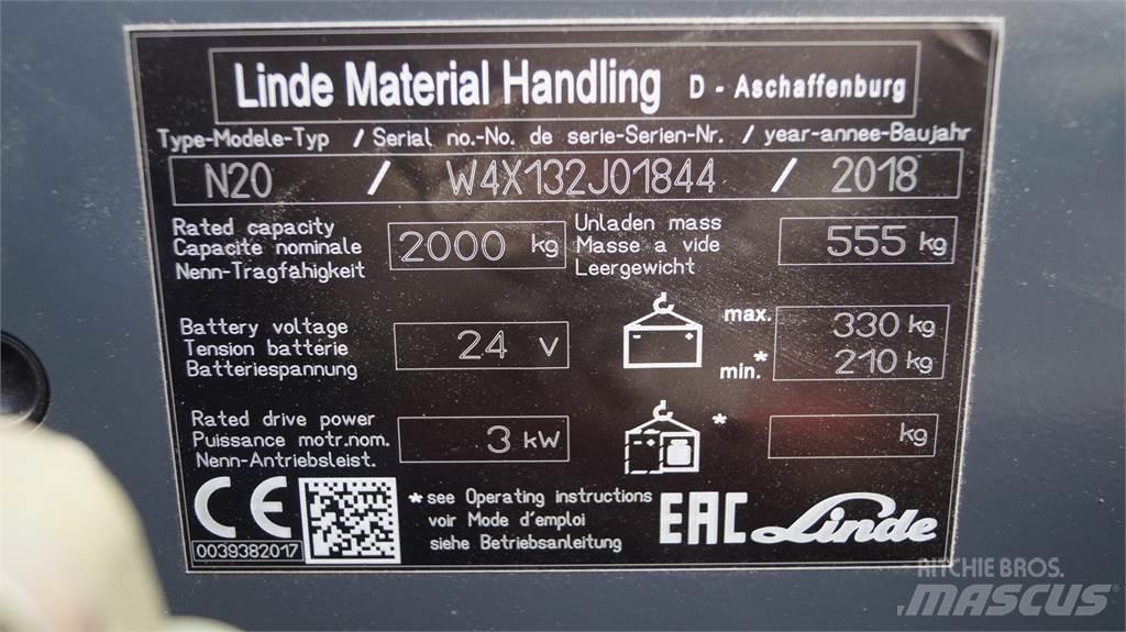 Linde N20 kurz Preparadoras de encomendas de baixa elevação