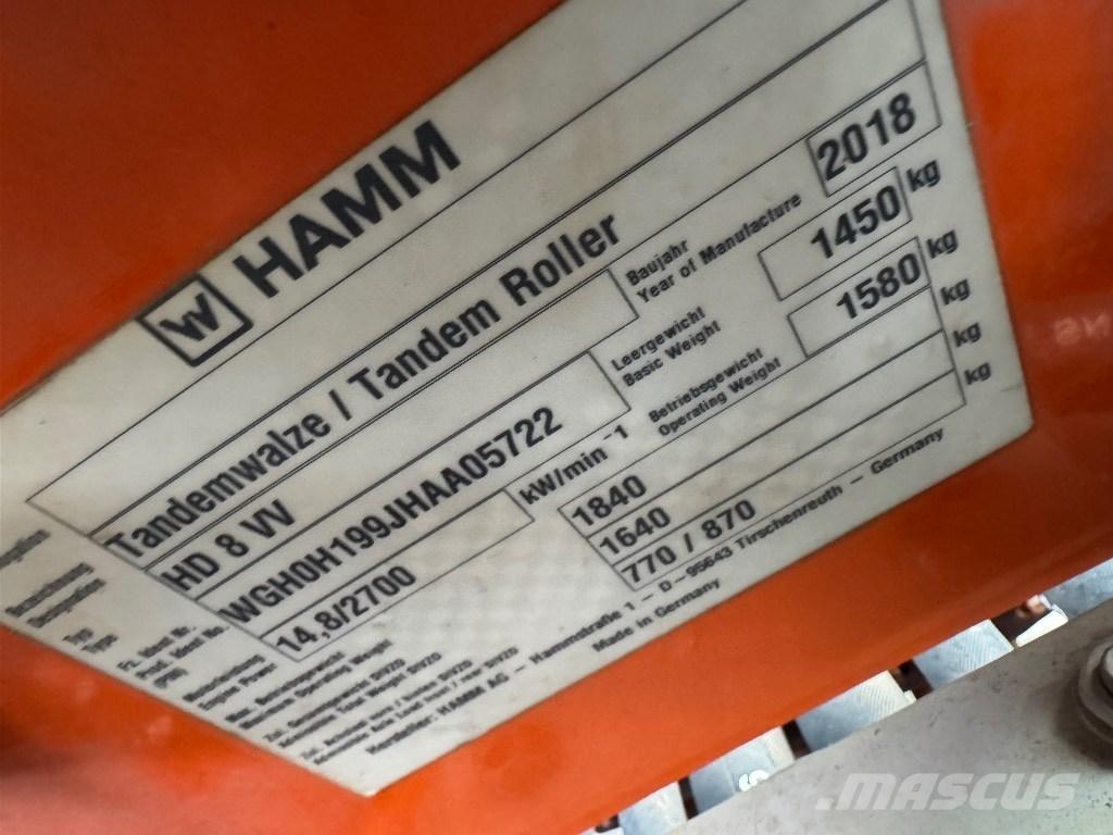 Hamm HD 8 VV Cilindros Compactadores tandem
