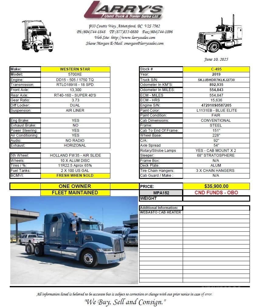Western Star 5700 XE Cavalos Mecânicos