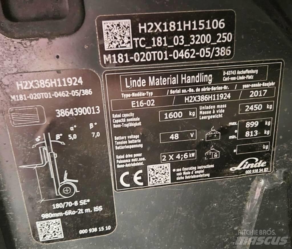 Linde E16-02 Empilhadores eléctricos