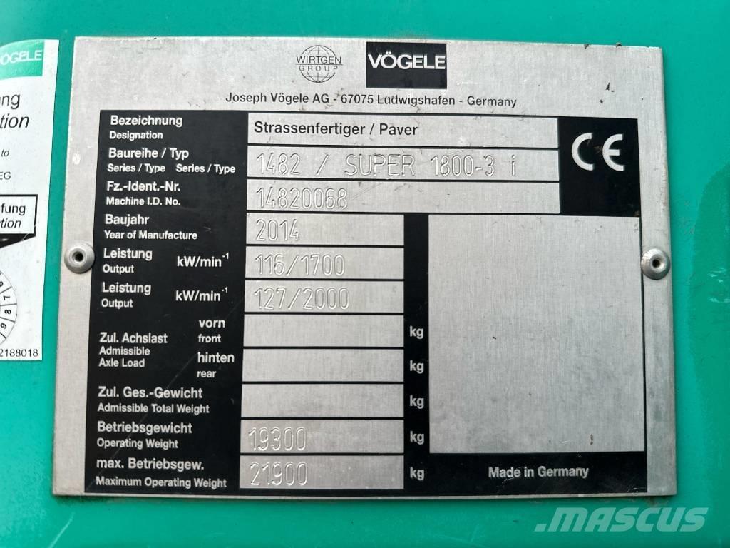 Vögele Super 1800-3i Espalhadoras de asfalto