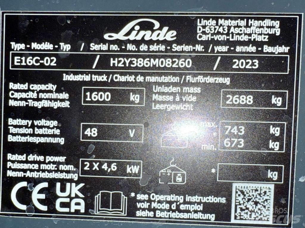Linde E16C/386-02 Empilhadores eléctricos