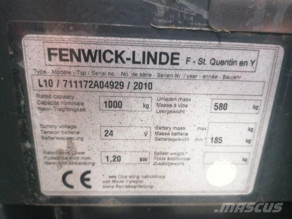 Linde L10 Empilhador para operador externo