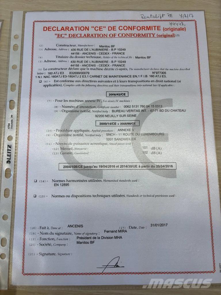 Manitou 160 ATJ Elevadores braços Telescópicos