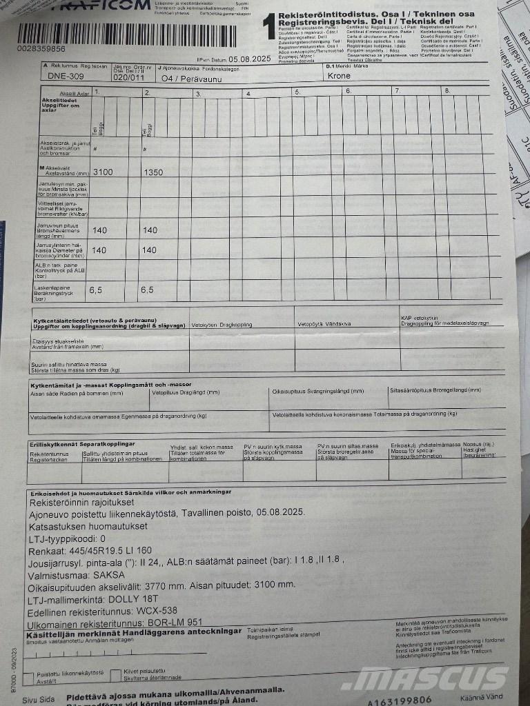 Krone Dolly Reboques dolly