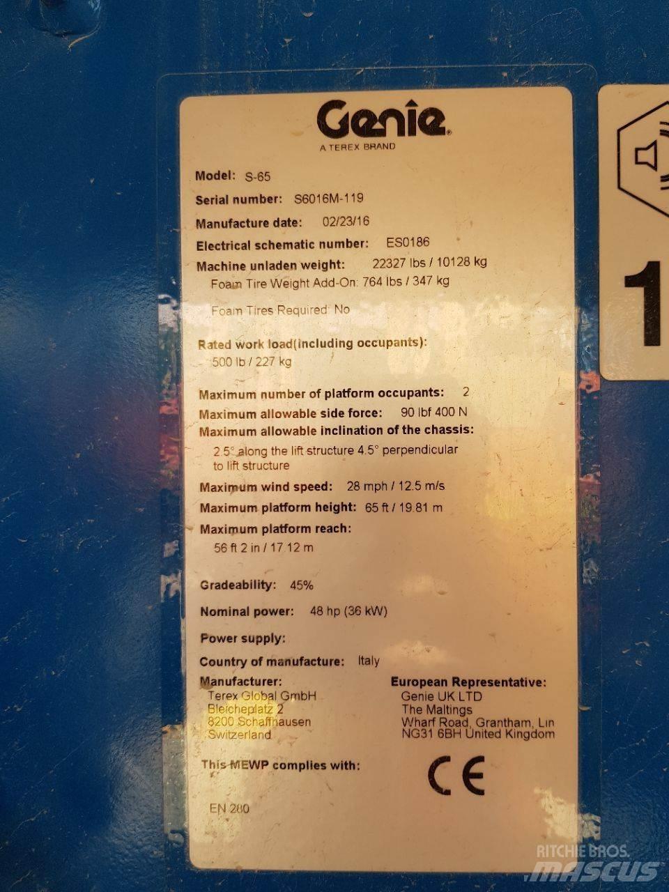Genie S65 Elevadores braços Telescópicos
