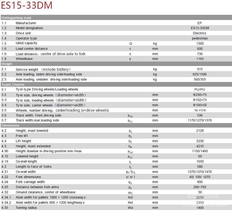 EP ES15-33DM Empilhador para operador externo