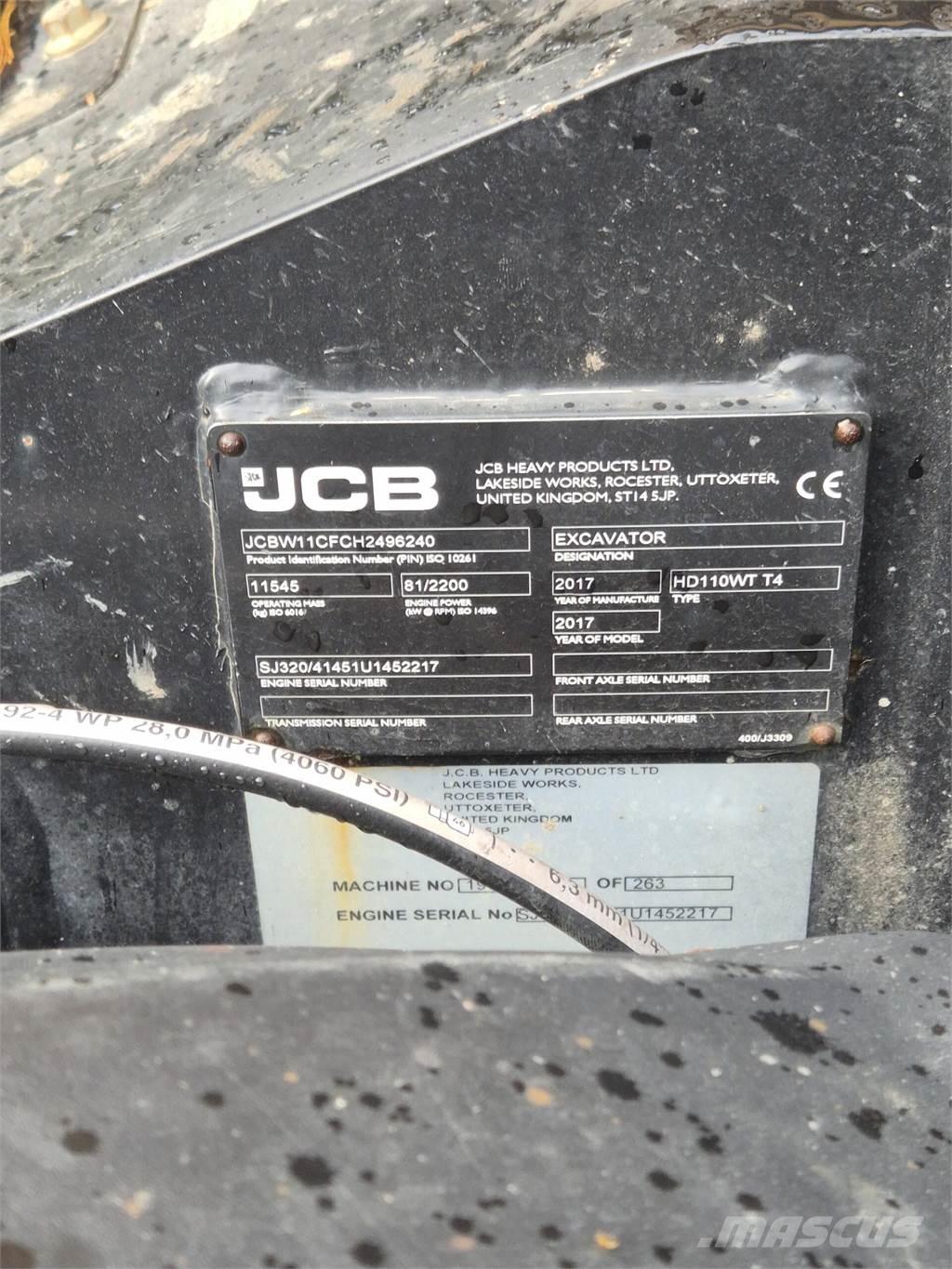 JCB 110W Hydradig Escavadoras de rodas